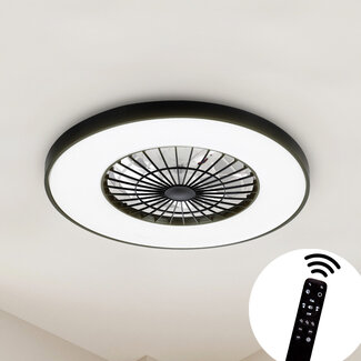 Black ceiling fan with light, remote control, RGBW function and TUYA app Ø50 cm - Starry