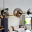 Gold pendant light Sette with smoked glass, 7-bulb