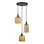 Modern 3-bulb pendant lamp with amber glass - Lana