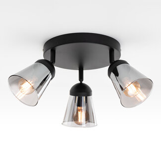 Modern matt black ceiling spotlight, 3-light - Toledo