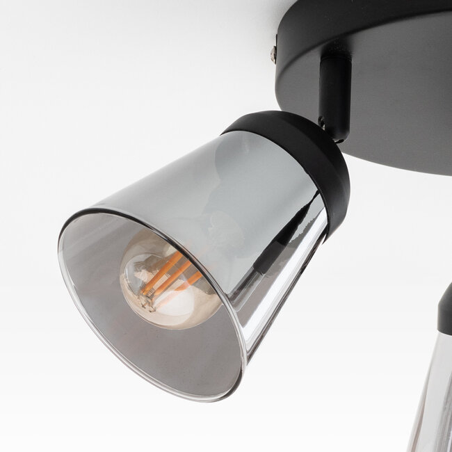 Modern matt black ceiling spotlight, 3-light - Toledo