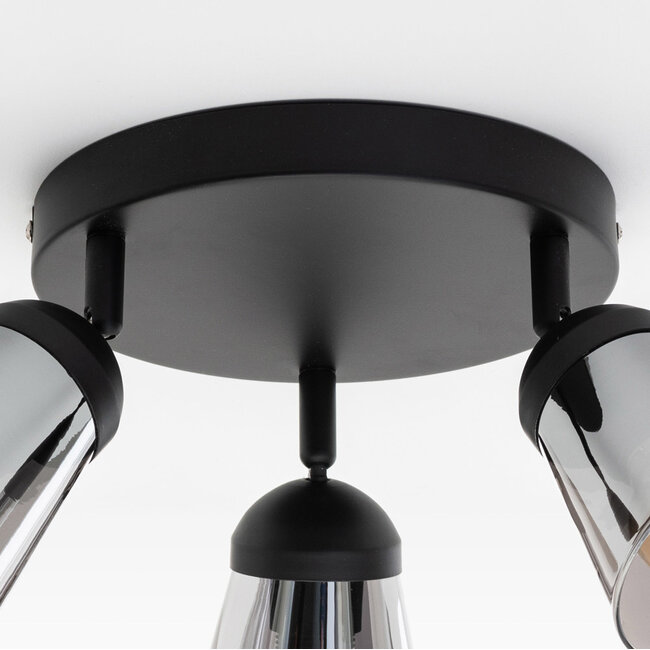 Modern matt black ceiling spotlight, 3-light - Toledo