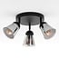 3-light modern ceiling spotlight Toledo - matt black and smoked grey