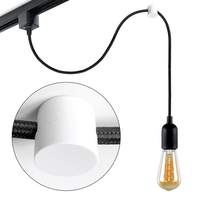 Suspension clip for 1-phase track lighting system - white