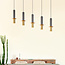 Hanging lamp Tony - black with golden details, 5-bulb