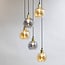 5-light pendant light Lyana with smoked and amber glass