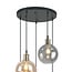5-light pendant light Lyana with smoked and amber glass