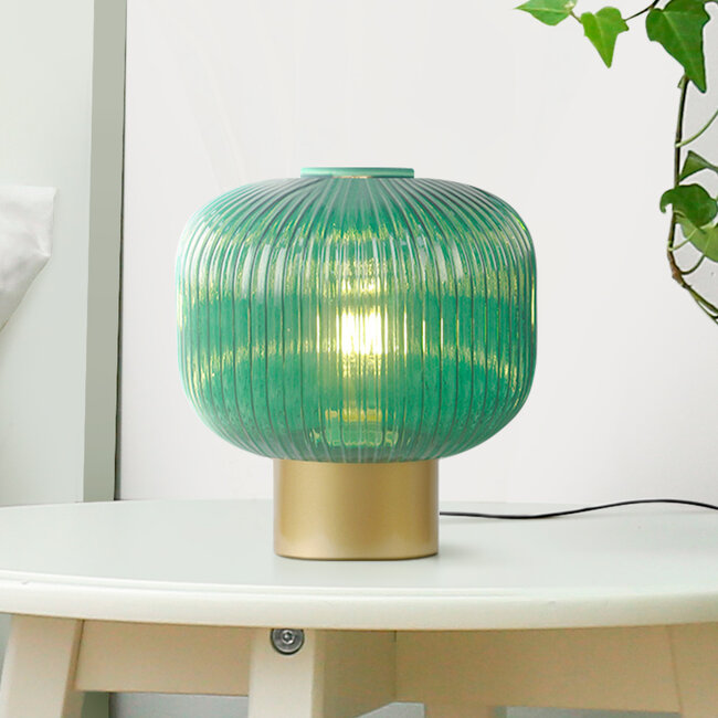 Retro table lamp with green glass - Inaya