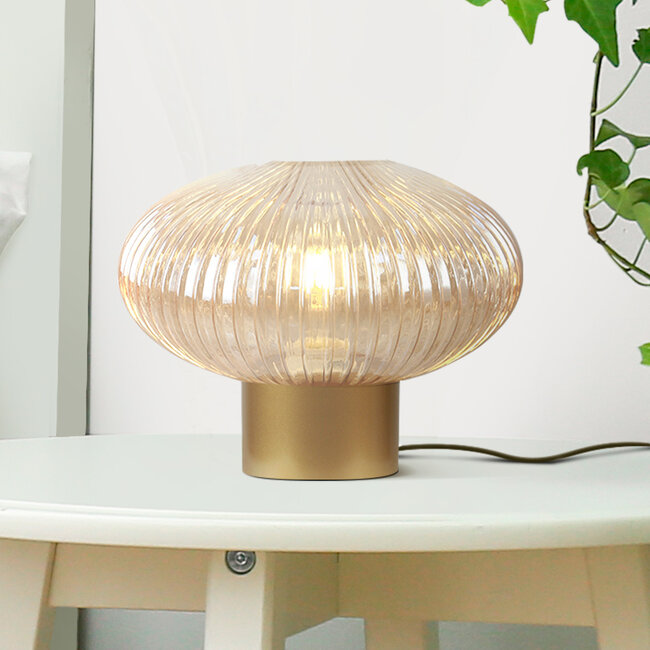 Retro table lamp with amber glass - Indah