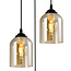 Pendant light with amber glass, 3-bulb - Kensi