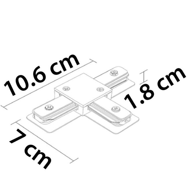 T-connector for 1-phase track lighting - white