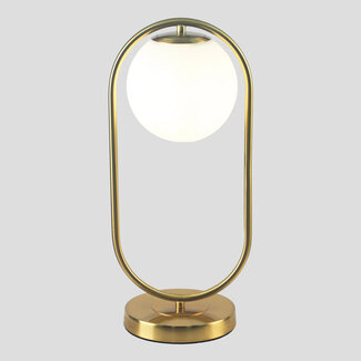 Gold table lamp with opal glass - George