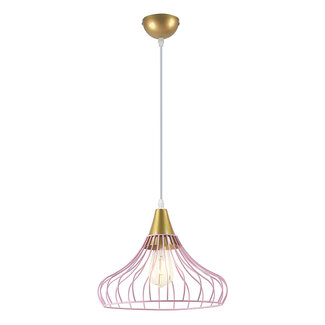 Metal pendant light with golden details, pink - Maya