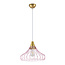 Metal pendant light with golden details, pink - Maya