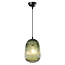 1-bulb pendant light with ribbed green glass - Dylan