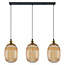 3-bulb pendant light with ribbed amber glass - Erin