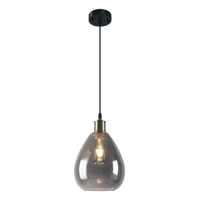 1-light pendant light Verona - elongated smoked glass with mirror effect