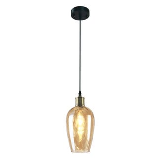 1-light pendant light Verona - domed round amber glass