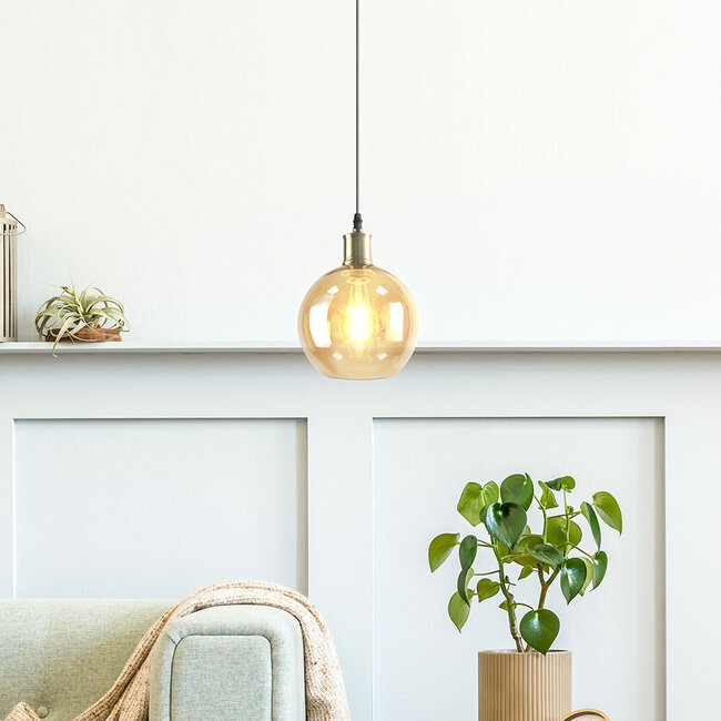 1-light pendant lamp Loiza - smoked glass