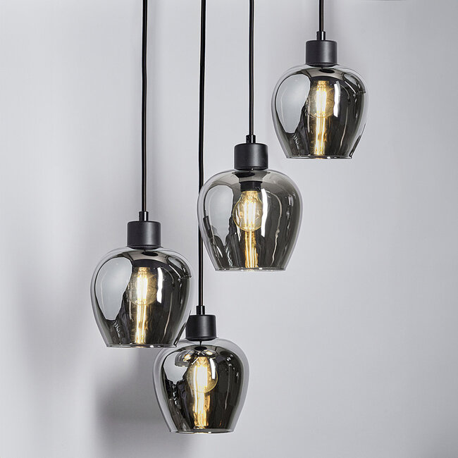 4-bulb pendant light with smoked glas - Raleigh