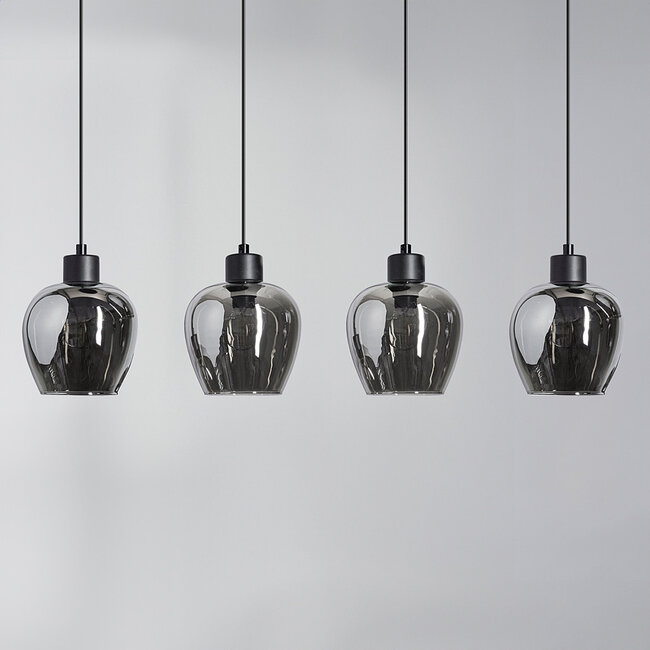 4-bulb pendant light with smoked glas - Sanford