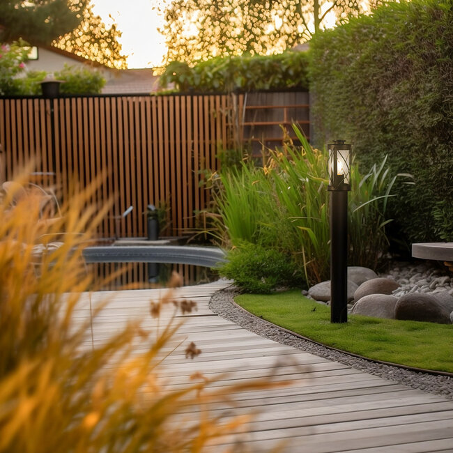 Stainless steel bollard black outdoor lamp - Lucia