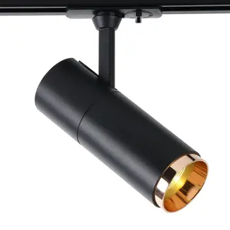 1-phase track lighting system Liam - black with golden detail