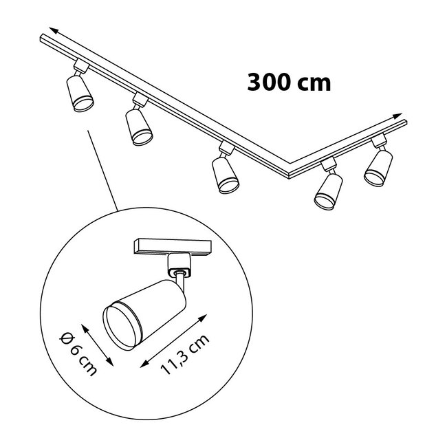 Modern 1-phase track lighting system Jade - ceiling spotlights