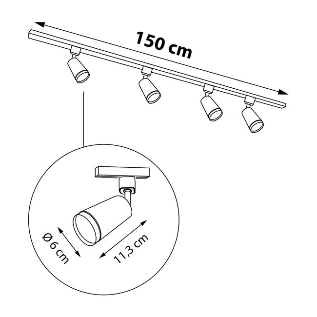 Modern 1-phase track lighting system Jade - ceiling spotlights