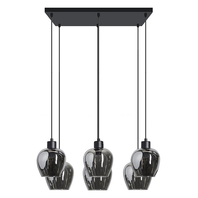6-light pendant lamp with smoked glass - Arvada