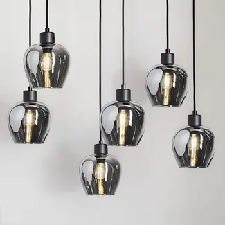 6-bulb pendant light with smoked glas - Arvada