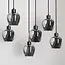 6-light pendant light Arvada with smoked glass