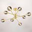 Gold ceiling light with smoked glass, 8-bulb - Idaho