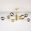 Gold ceiling light with smoked glass, 8-bulb - Idaho