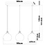 Modern pendant light Katie with smoked glass, 3-bulb