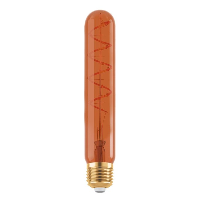 E27 dimmable LED tube light bulb in copper glass with spiral 18.5 cm, 4W, 1600K