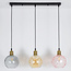 Pendant light with various coloured glass, 3-bulb - Lotte