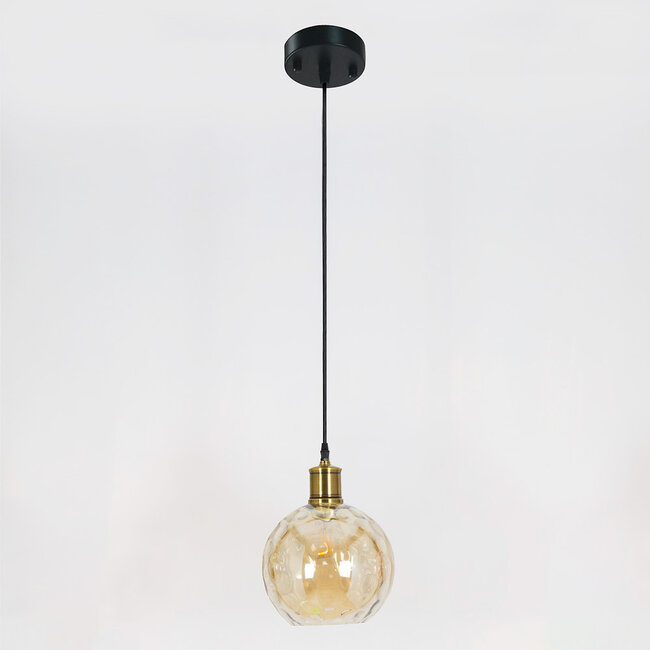 1-light pendant lamp Lotte - smoked glass with bulge
