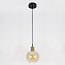 1-light pendant lamp Lotte - smoked glass with bulge
