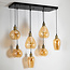 Pendant light with amber glass, 7-bulb - Vivienne