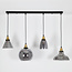 Industrial hanging lamp with smoked glass, 4-bulb - Kendall