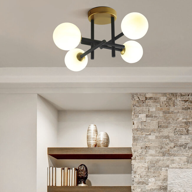 4-bulb ceiling light with frosted gass - Caleb