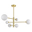 Designer ceiling lamp in Gold with Opal white glass, 6-light - Sest