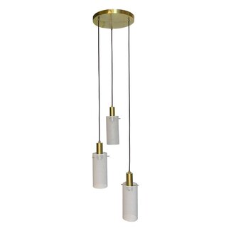 Minimalist pendant light, white/gold 3-bulb - Valji