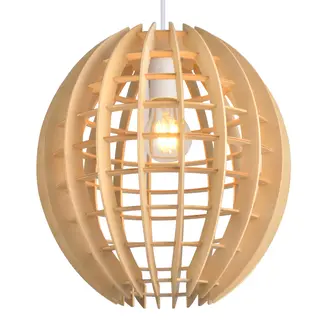 Wooden pendant light Trae - spherical open frame
