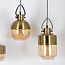 Pendant light with bronze details and amber glass, 4-bulb - Laure