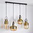 Pendant light with bronze details and amber glass, 4-bulb - Laure