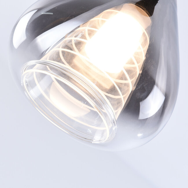 Designer pendant light with smoked glass, 3-step dim - Lieve