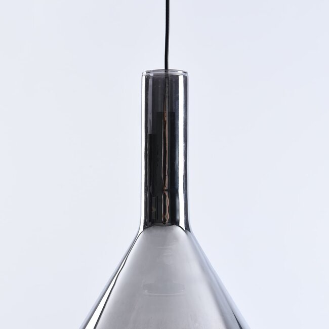 Designer pendant light with smoked glass, 3-step dim - Lieve