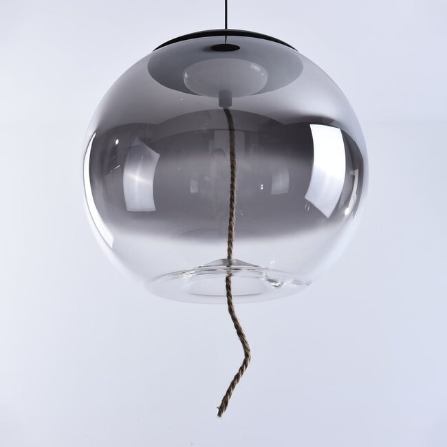 3-step dimmable pendant light Vajen - smoked glass with hemp rope